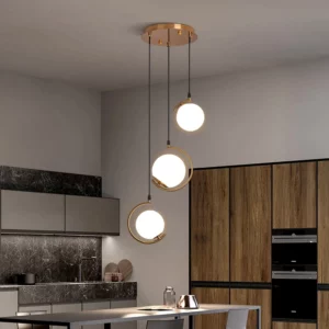 Modern Style Three Heads Glass Ball Chandelier