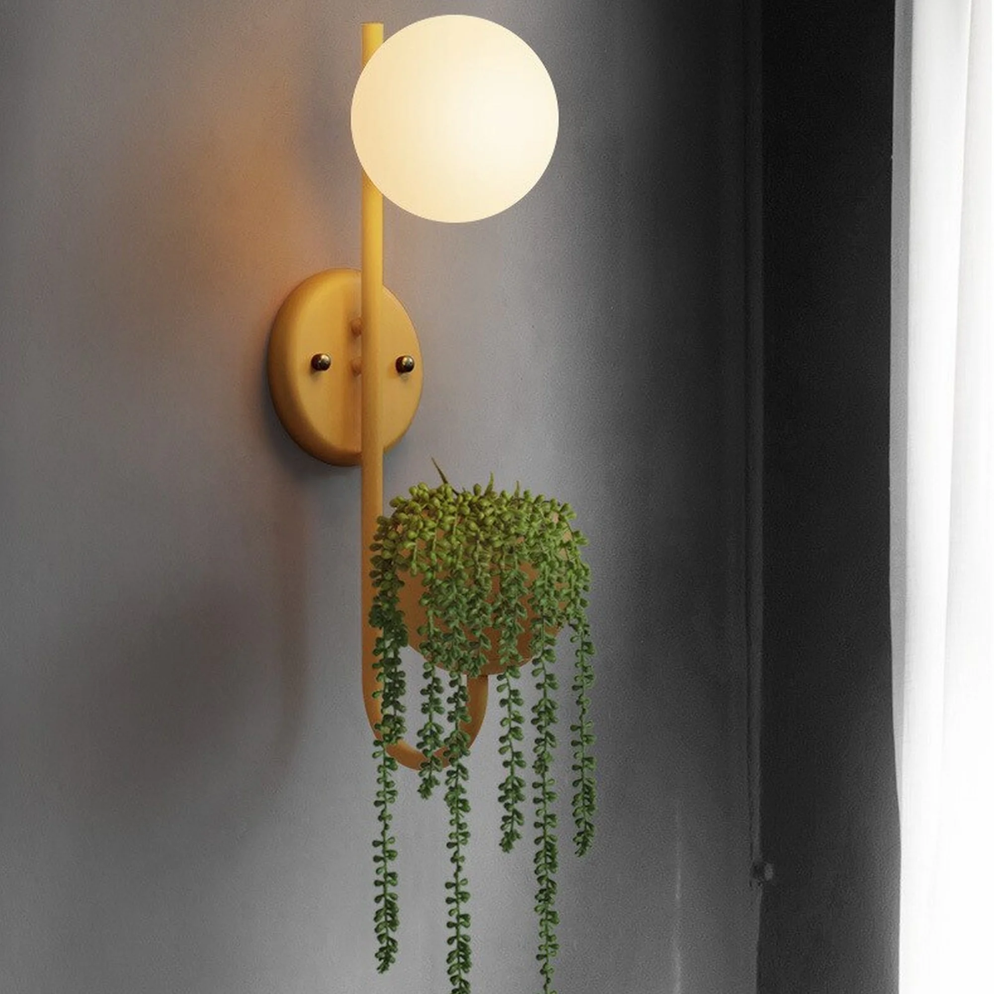 Minimalist Warm Glass Plant Sconce - Image 5