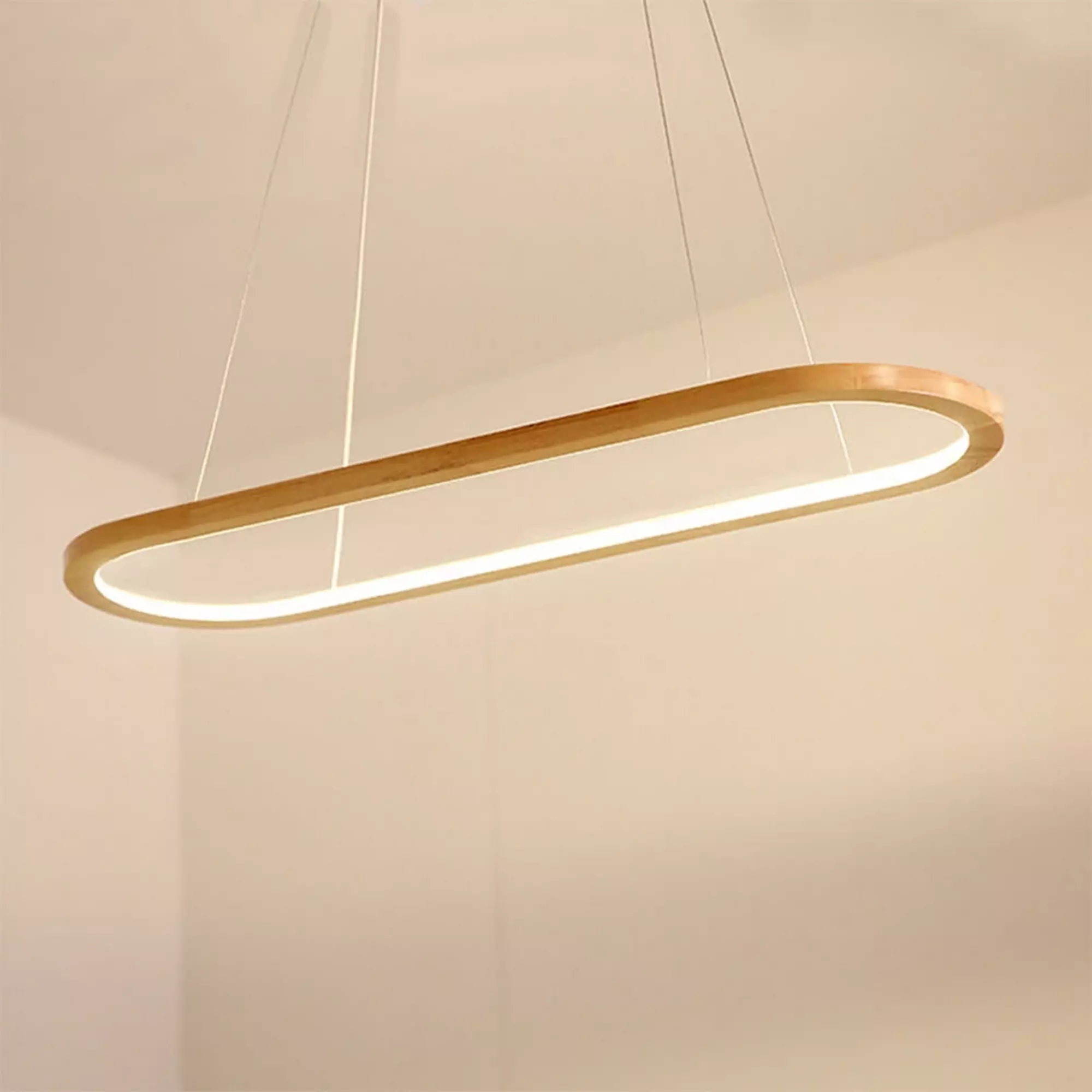 Oval Ring LED Wooden Pendant Light - Image 2
