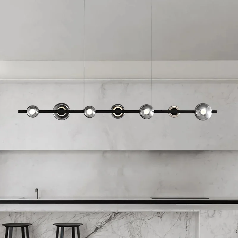Modern Copper Bar Glass Chandelier - Image 2