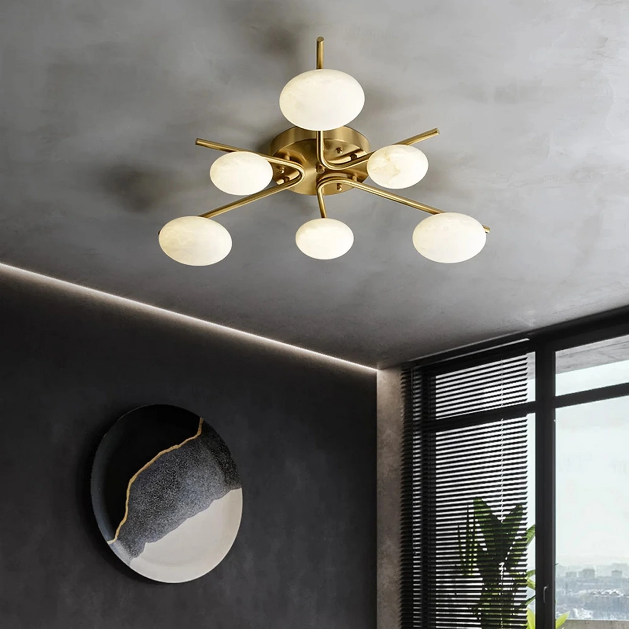 Luxury 6 Heads Copper Ceiling Light - Image 1