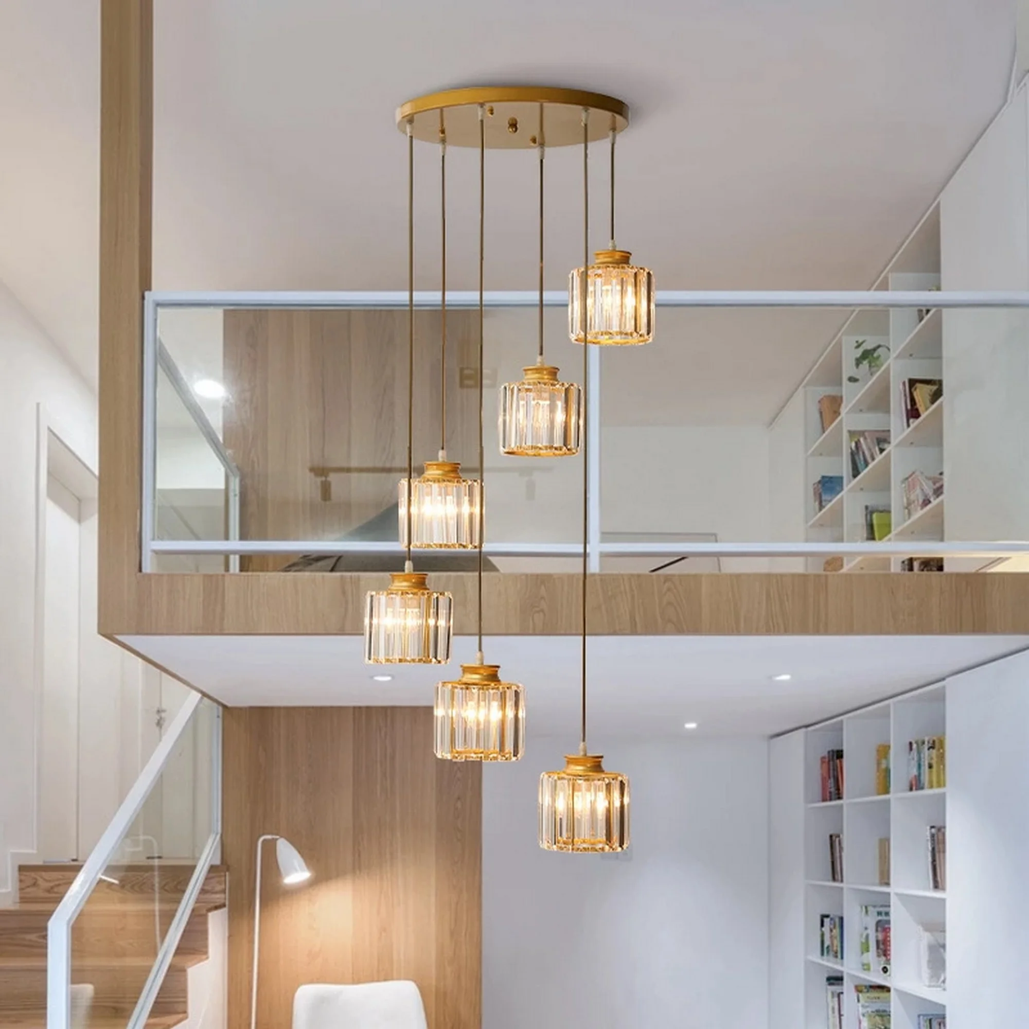 Charming Black & Gold Spiral Staircase Chandelier - Image 2