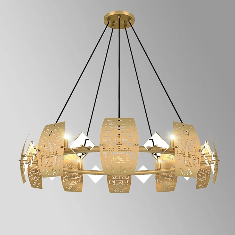 Contemporary Gold Crystal Chandelier - Image 2