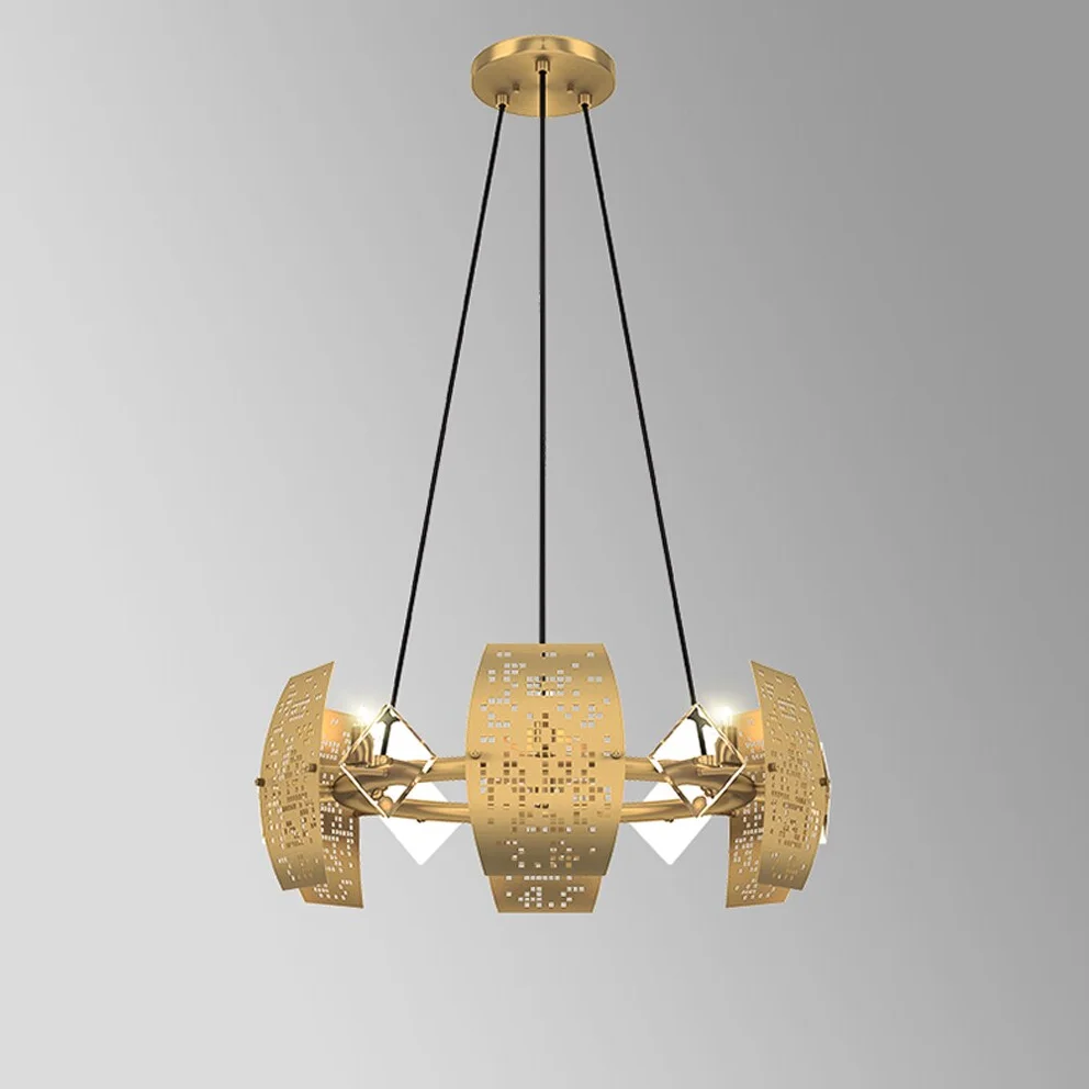 Contemporary Gold Crystal Chandelier - Image 8