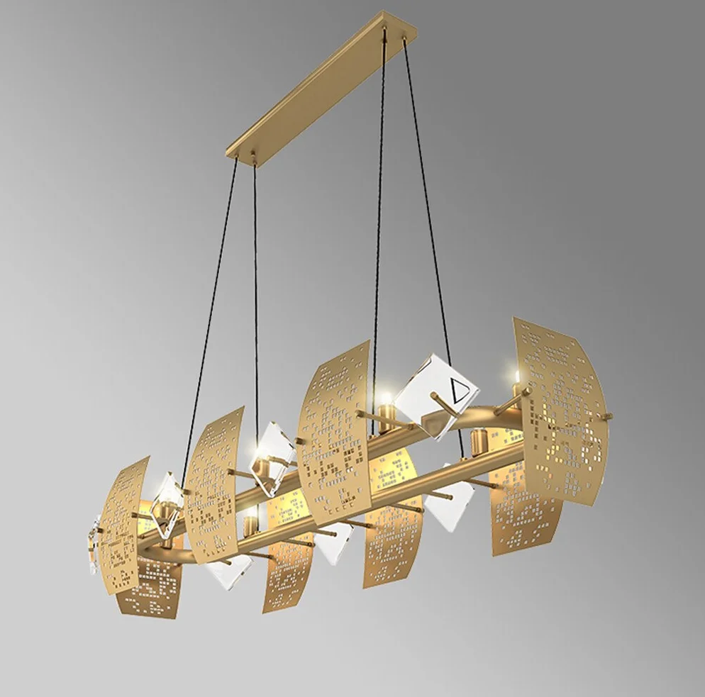 Contemporary Gold Crystal Chandelier - Image 9