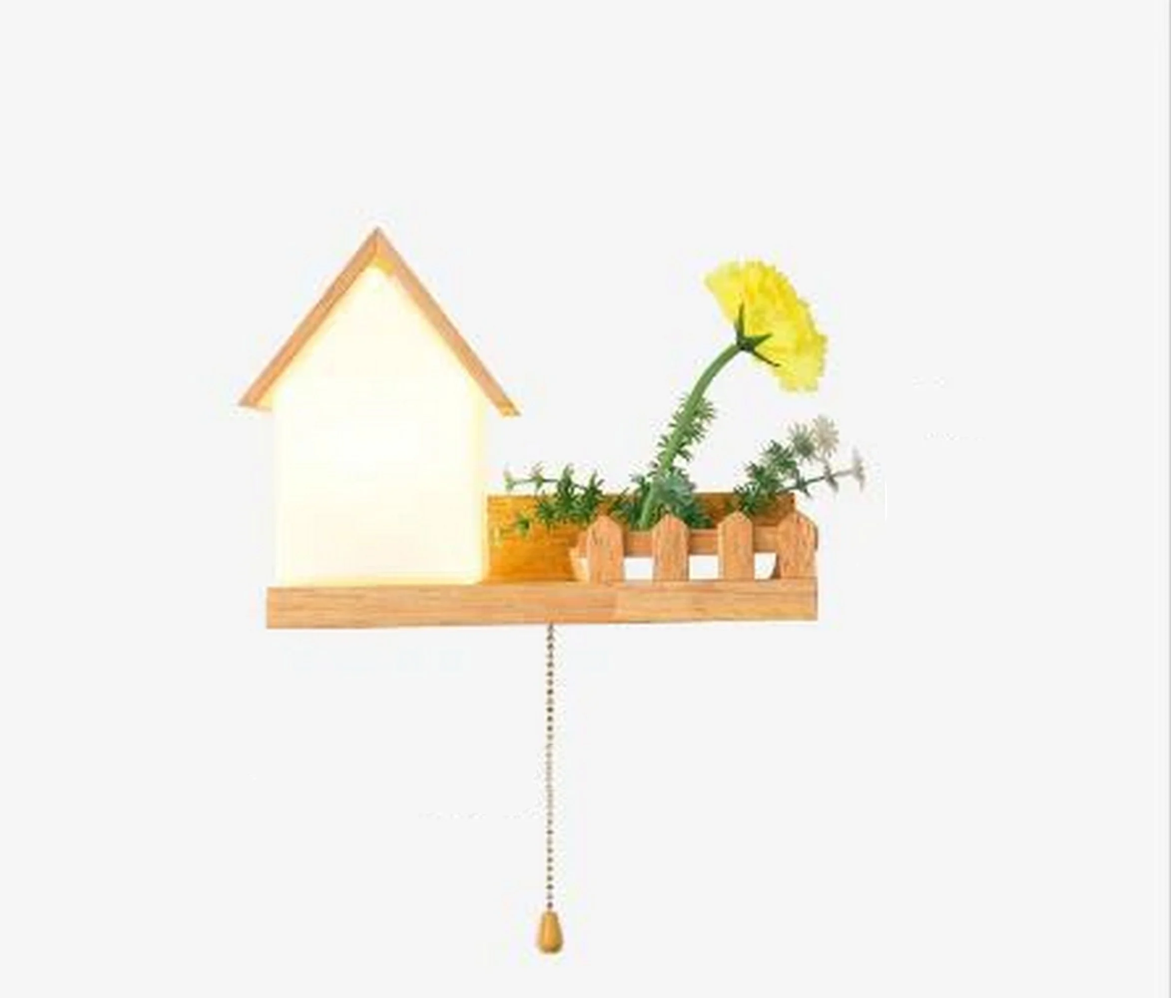 Wood House Design Plant Wall Lamp - Image 11