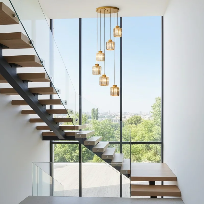 Charming Black & Gold Spiral Staircase Chandelier - Image 3