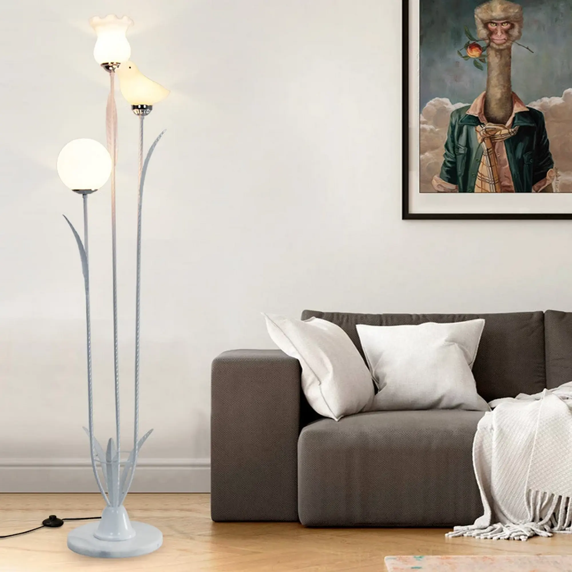 Flower & Bird Design Floor Lamp - Image 2