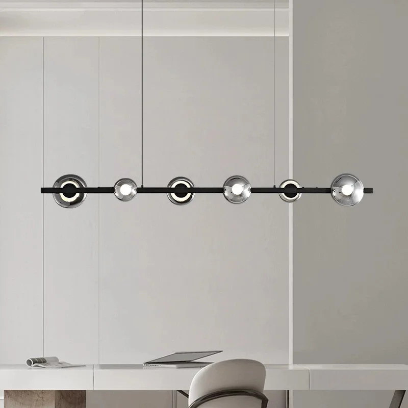 Modern Copper Bar Glass Chandelier - Image 4