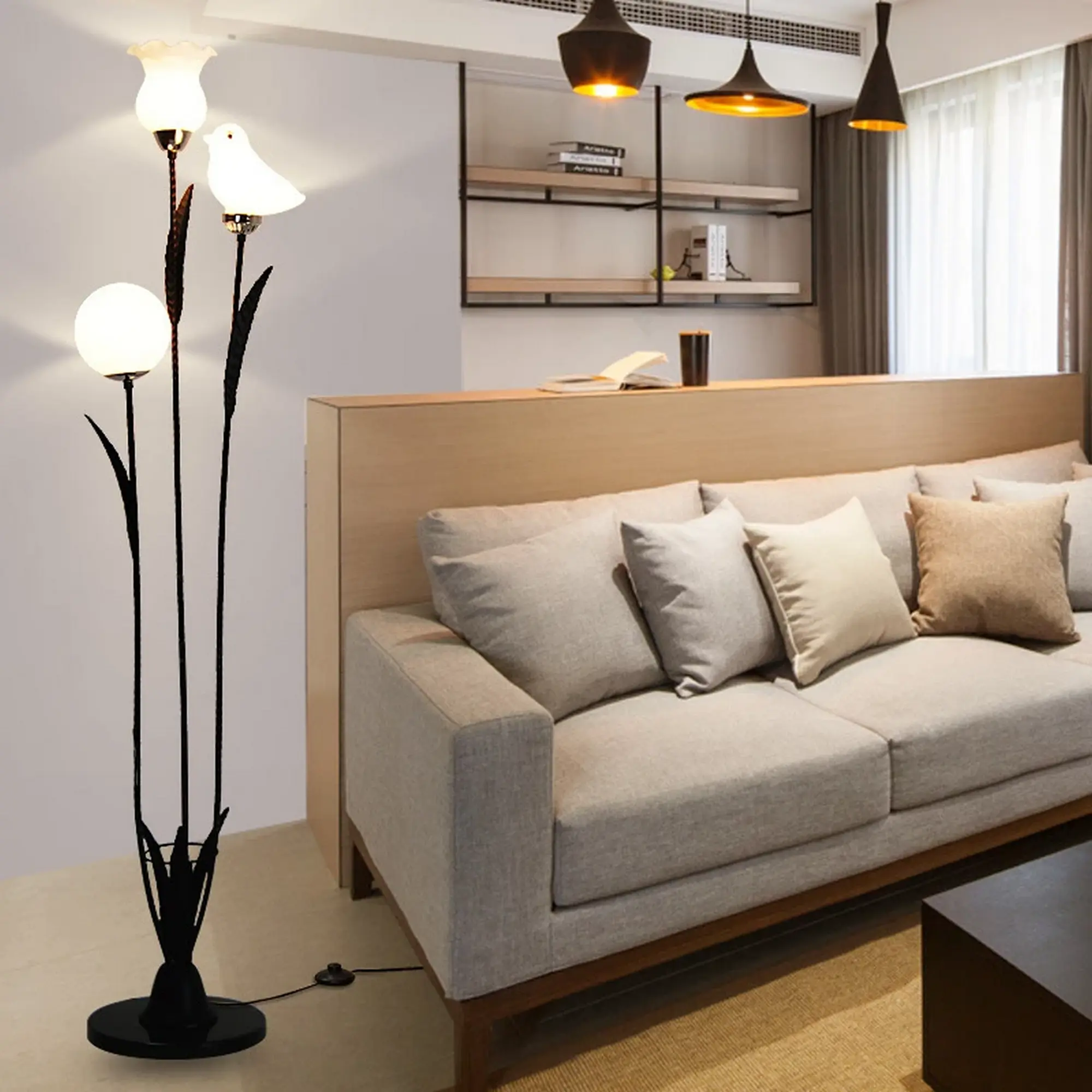 Flower & Bird Design Floor Lamp - Image 3