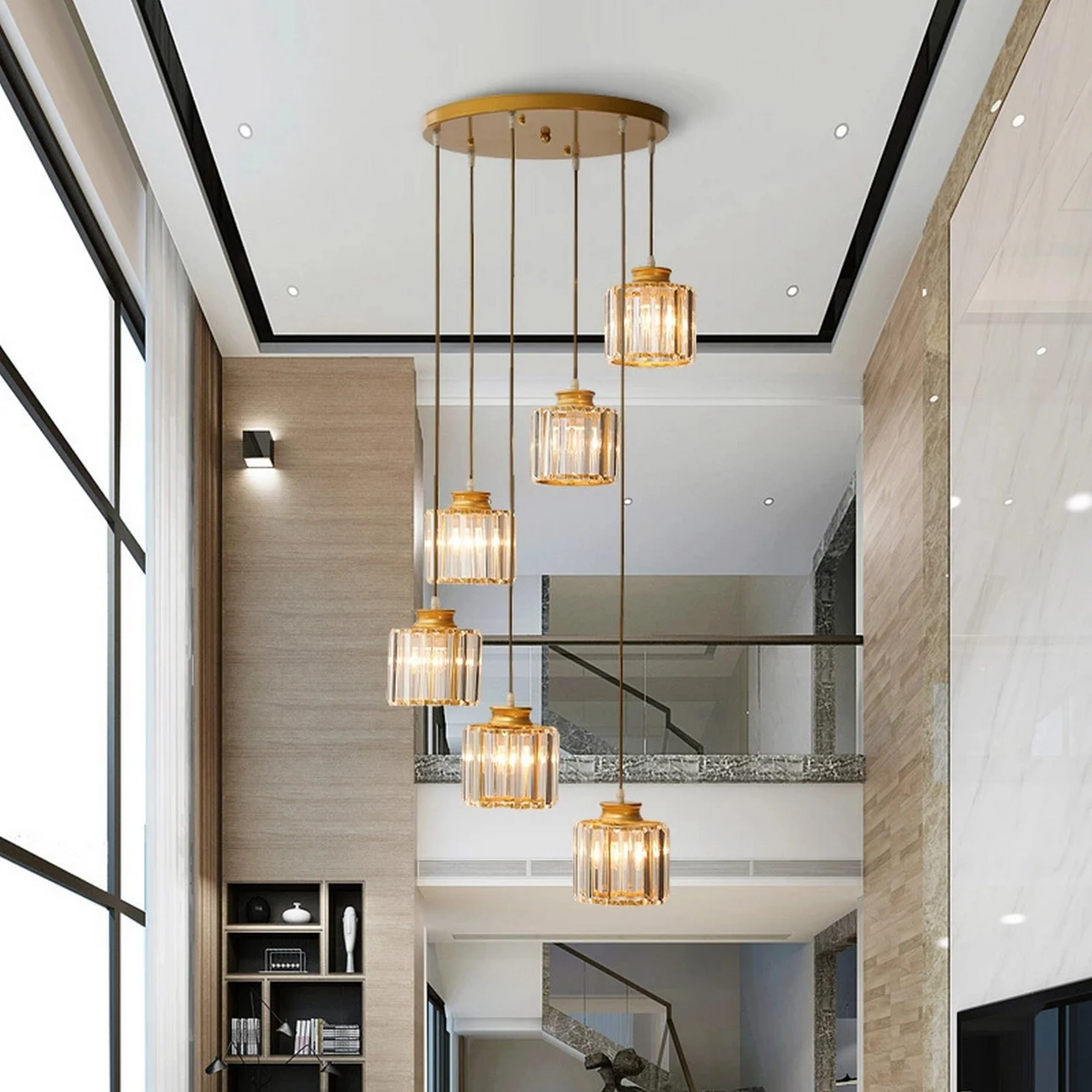 Charming Black & Gold Spiral Staircase Chandelier - Image 9