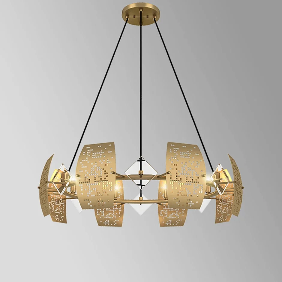 Contemporary Gold Crystal Chandelier - Image 3