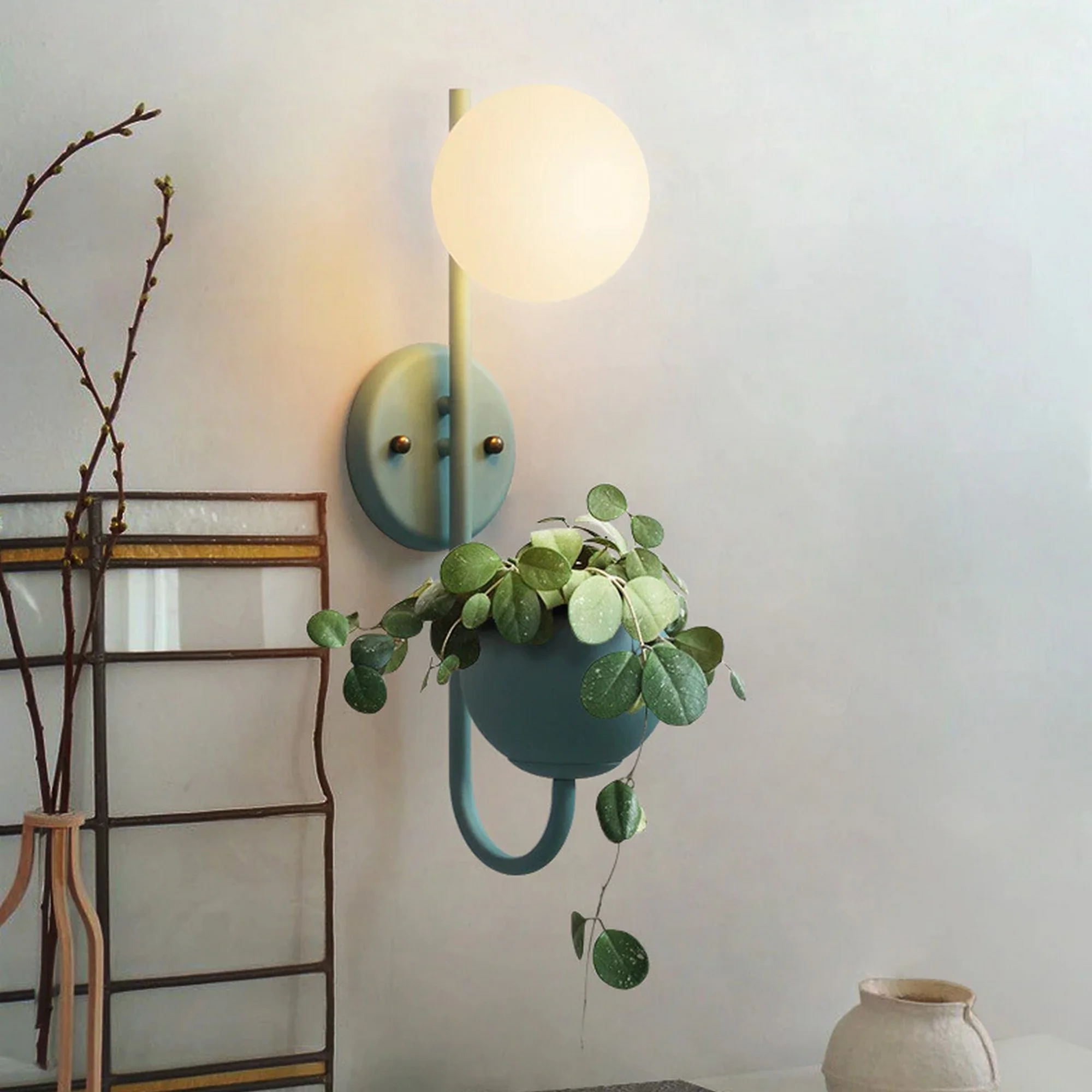 Minimalist Warm Glass Plant Sconce - Image 9