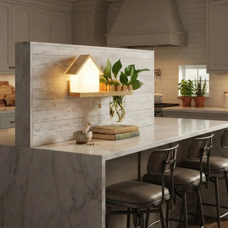 Wood House Design Plant Wall Lamp - Image 7