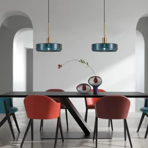 Sea Blue Round Plate LED Pendant Light