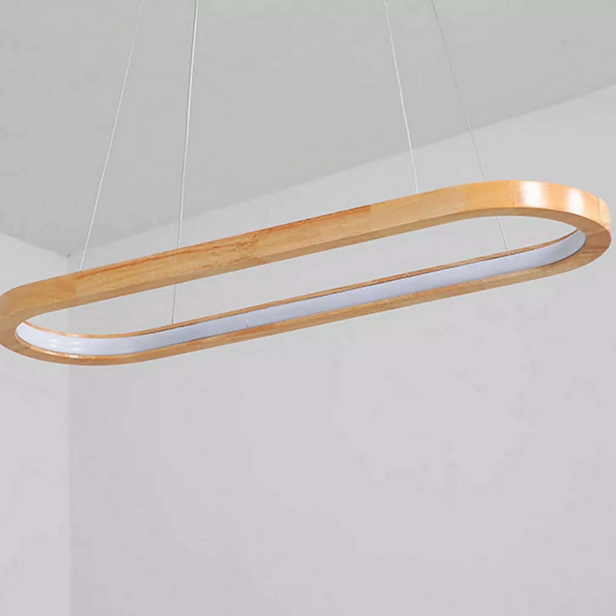 Oval Ring LED Wooden Pendant Light - Image 5