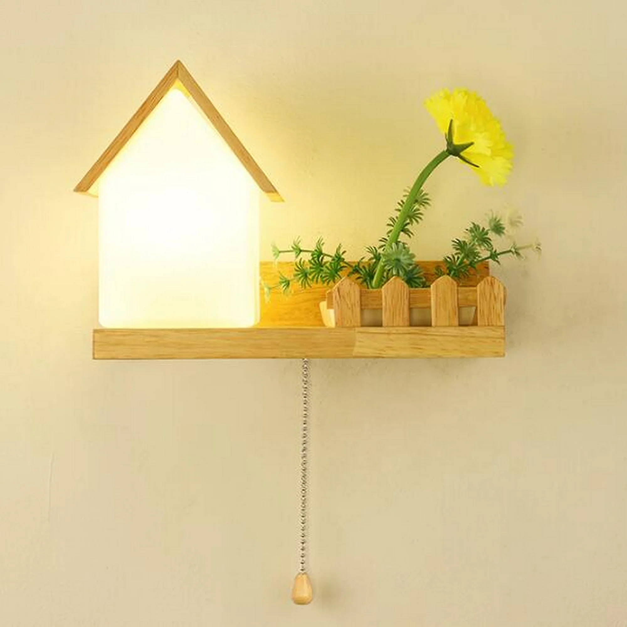 Wood House Design Plant Wall Lamp - Image 13