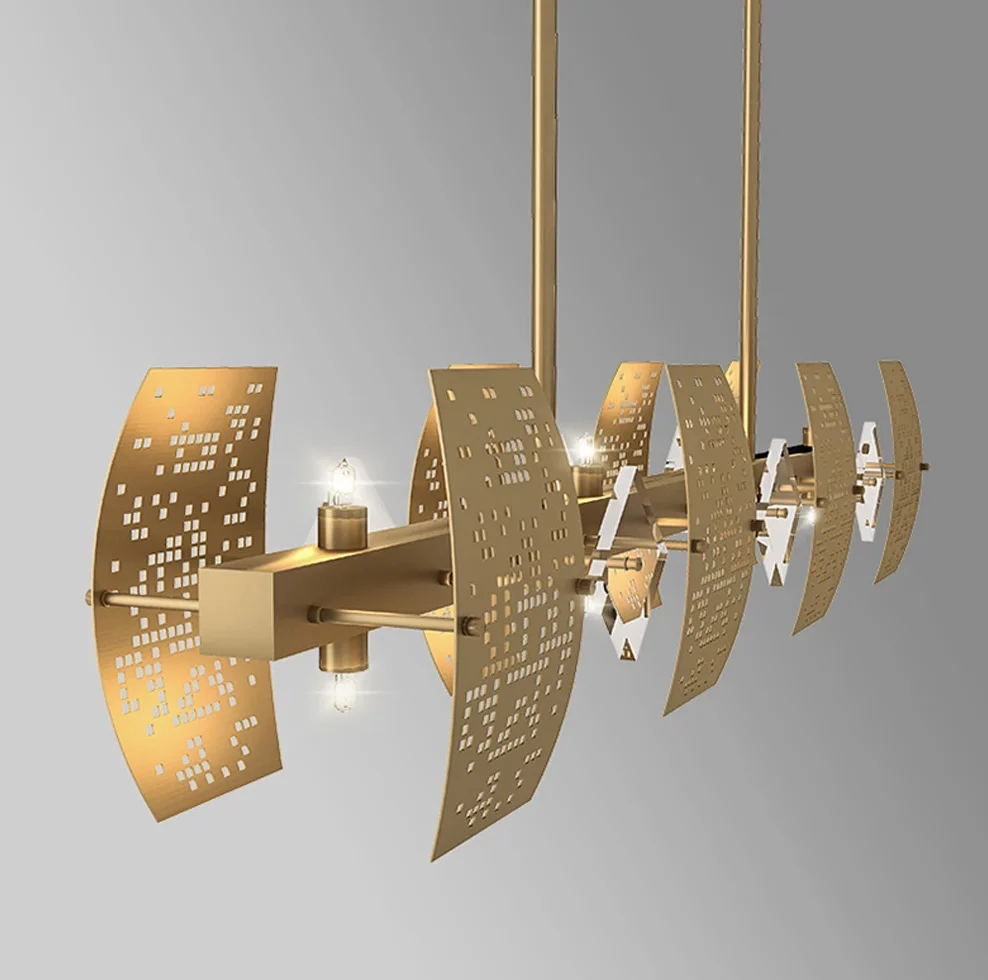 Contemporary Gold Crystal Chandelier - Image 6