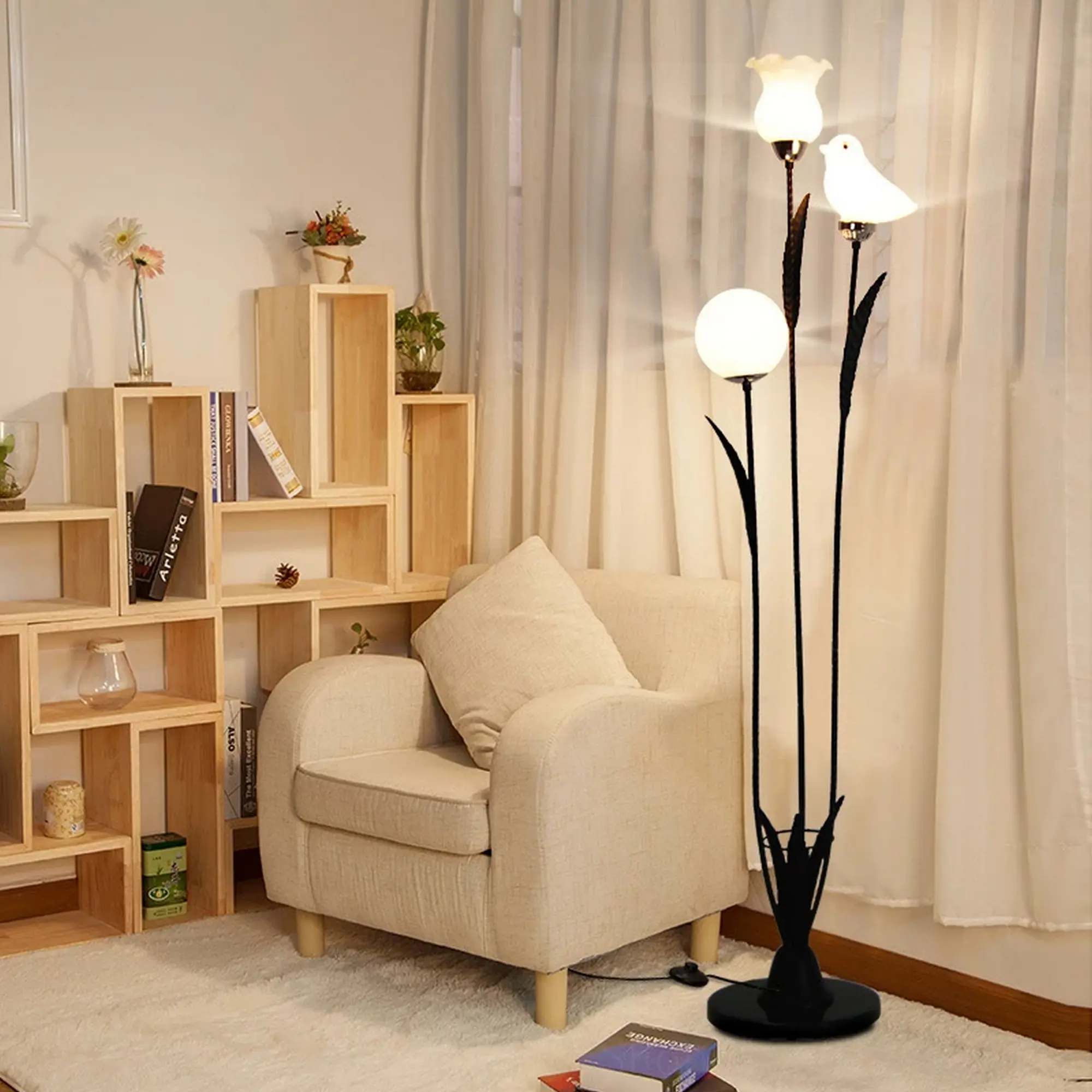 Flower & Bird Design Floor Lamp - Image 7