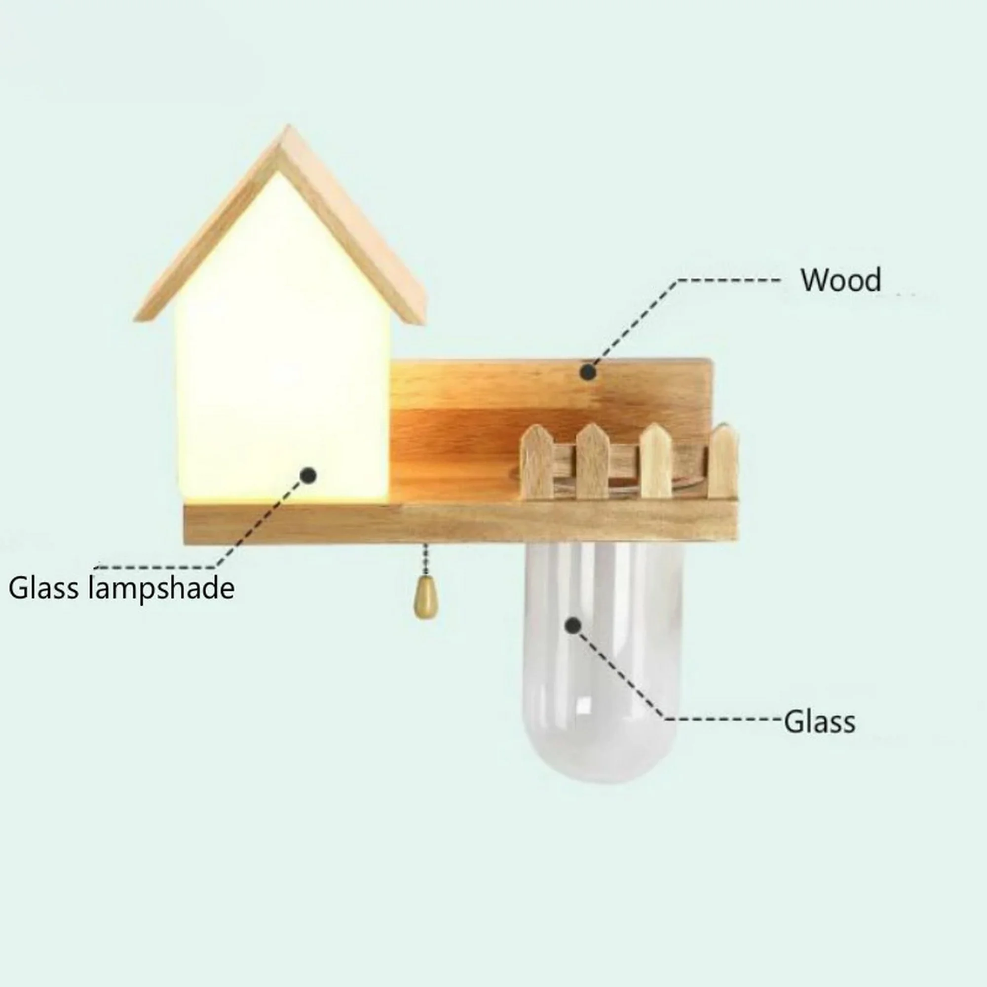 Wood House Design Plant Wall Lamp - Image 14