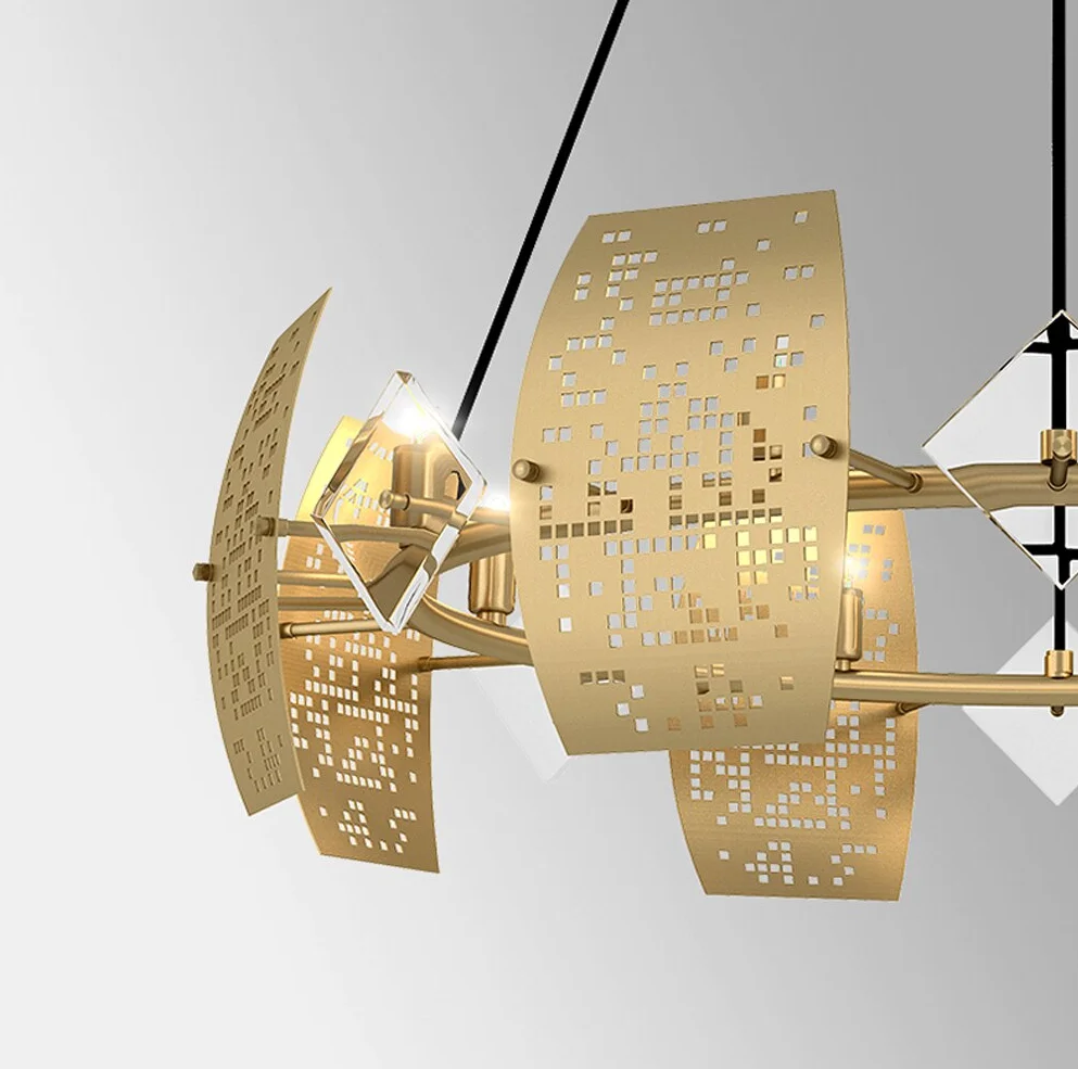 Contemporary Gold Crystal Chandelier - Image 15