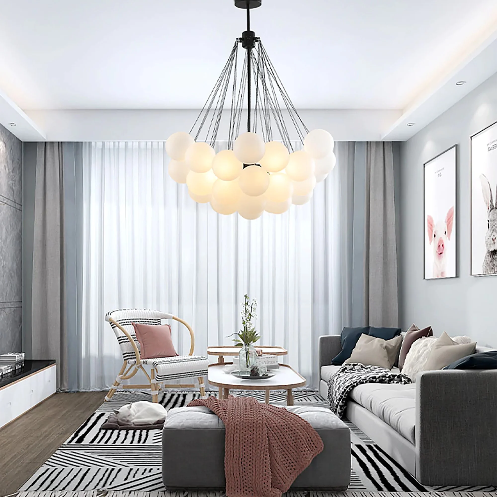 Frosted Glass Balloons Chandelier - Image 3