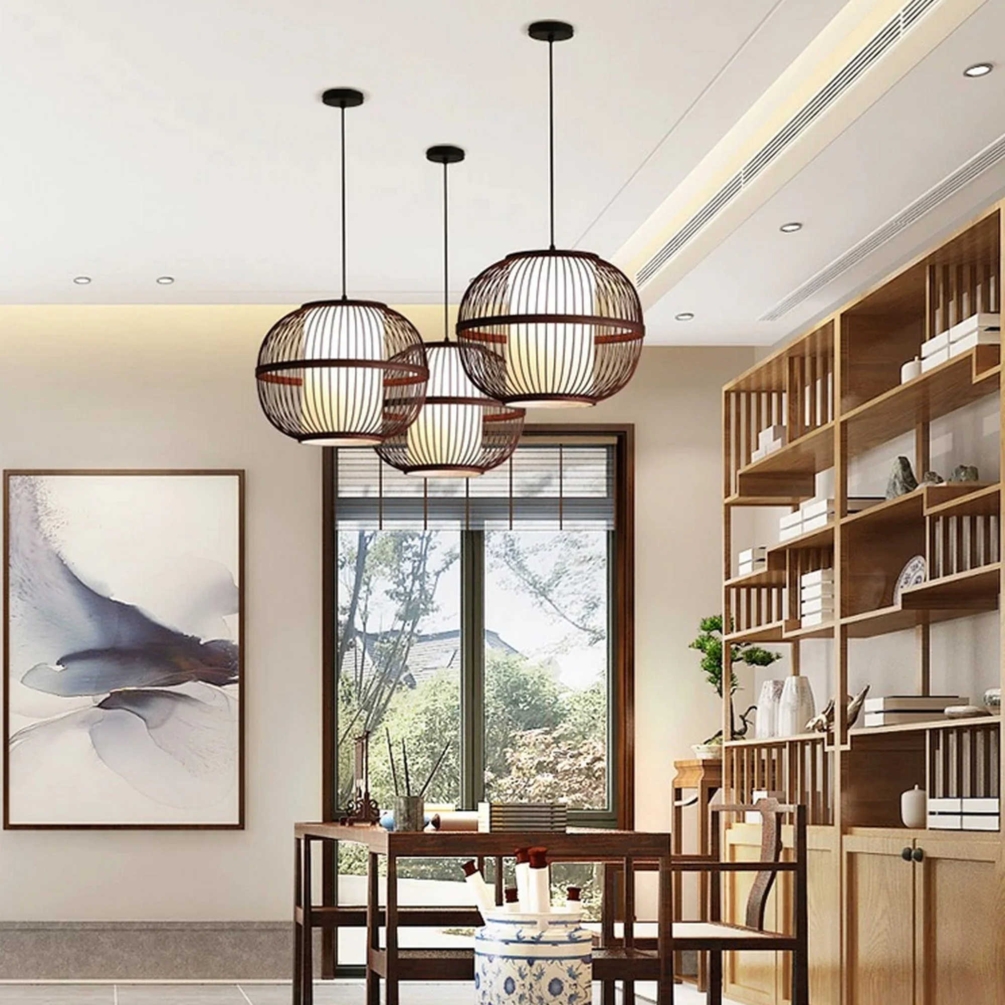 Round Bamboo Pendant Light - Image 5