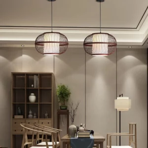 Round Bamboo Pendant Light