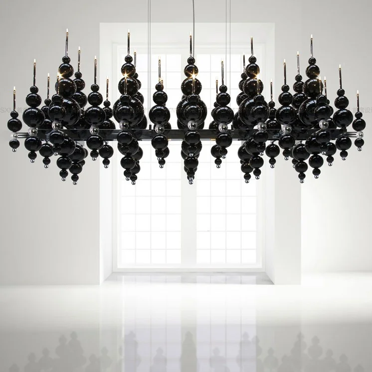 White Black Bubble Design Chandelier - Image 1