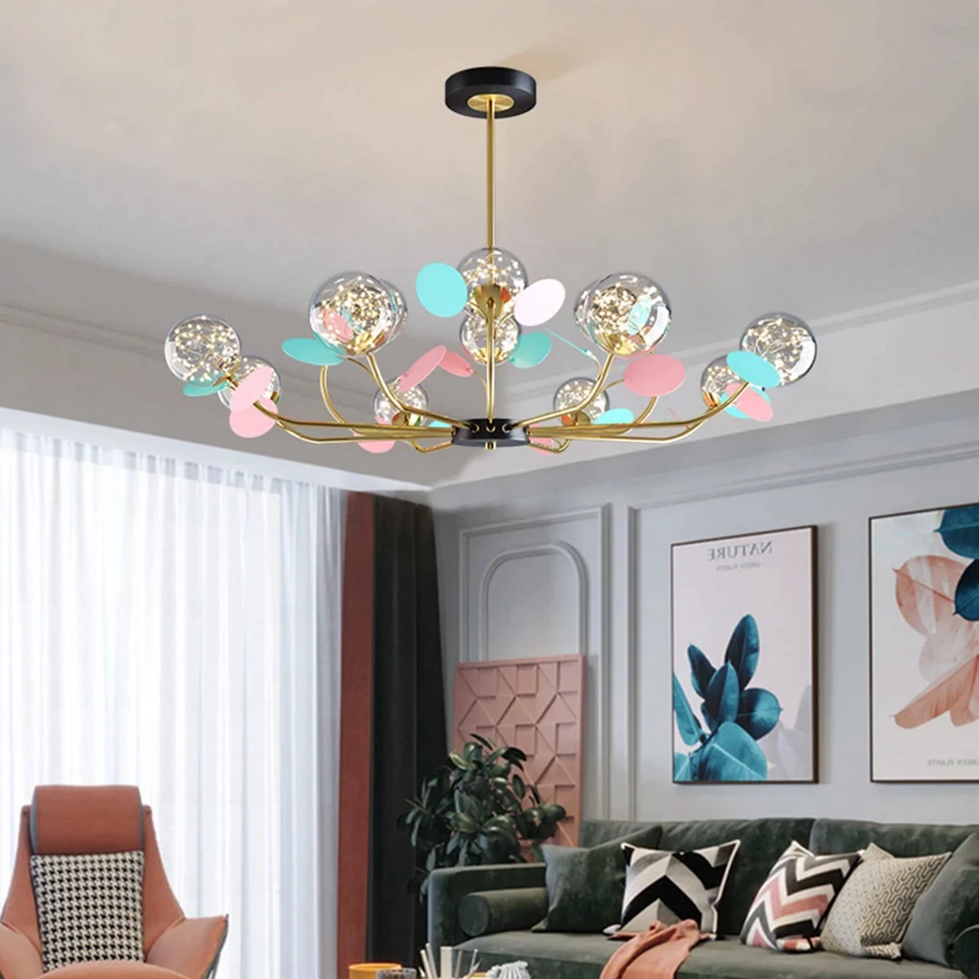 Colorful Gypsophila Bubble Glass Chandelier - Image 2