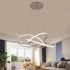 Rings Design Gold Chrome LED Chandelier