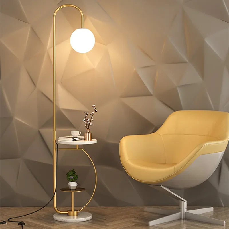 Halo Satin Floor Lamp With Table