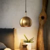 Round Gold Metal Pendant Light - Thumbnail Image 2