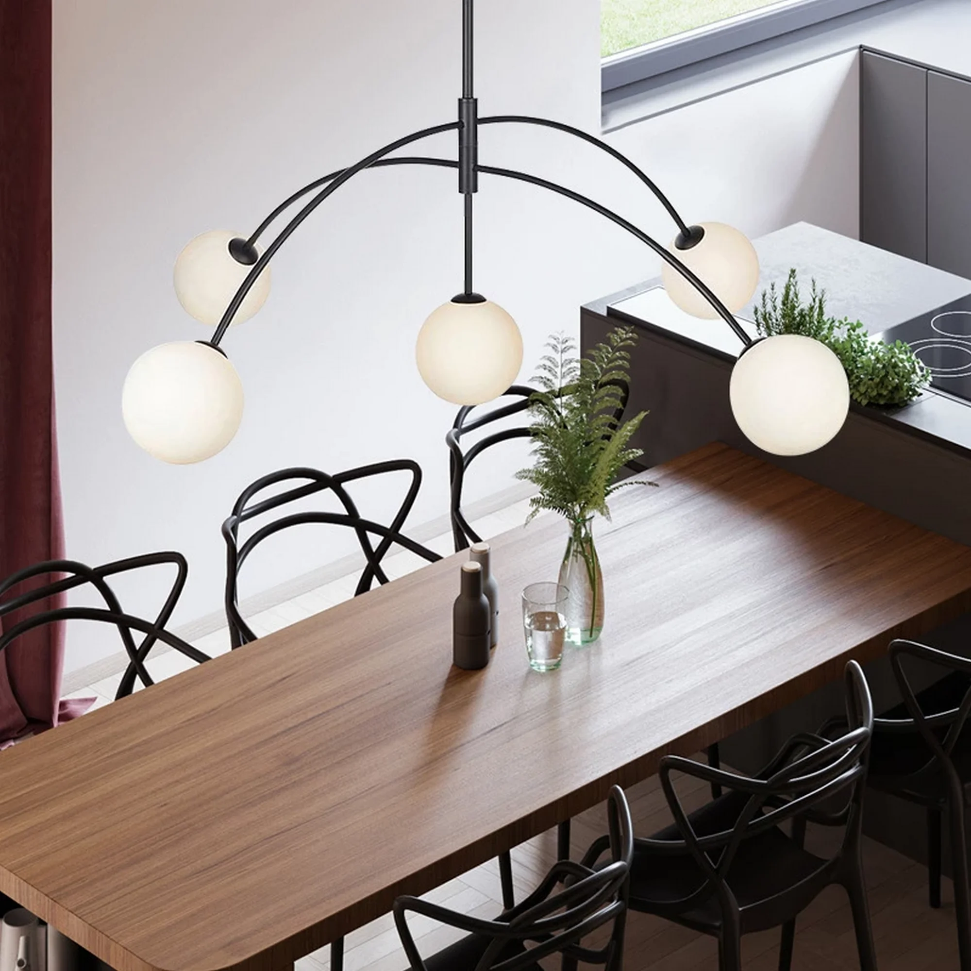 Nordic Style Black Gold Arm Chandelier - Image 2