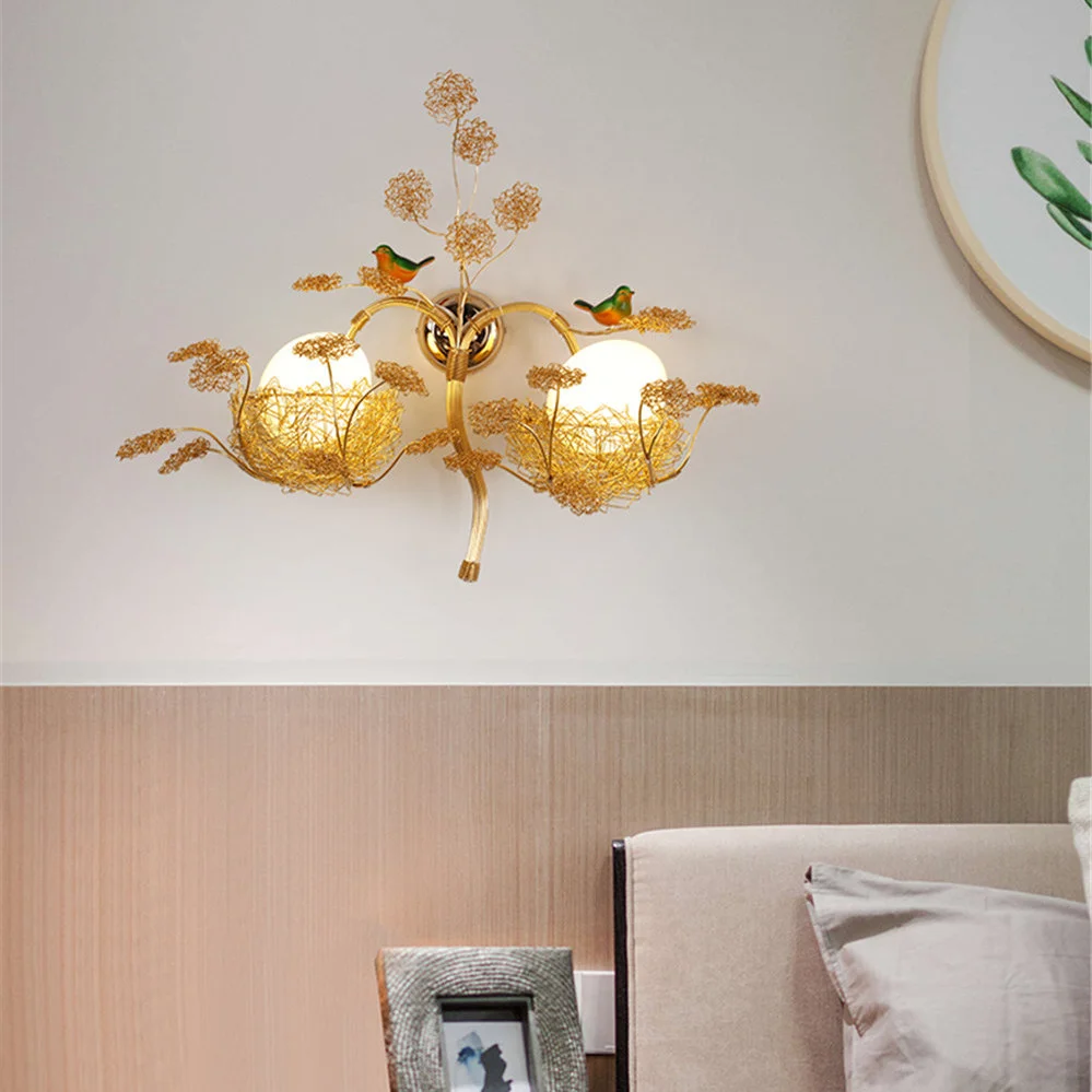 Bird's Nest Glass Egg Design Wall Lamp - Image 3