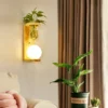 Transparent Glass Plant Pot Wall Lamp - Thumbnail Image 3