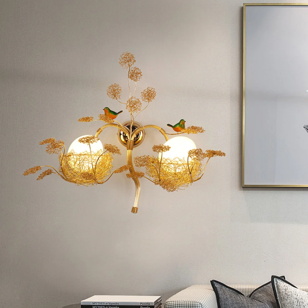 Bird's Nest Glass Egg Design Wall Lamp - Image 5