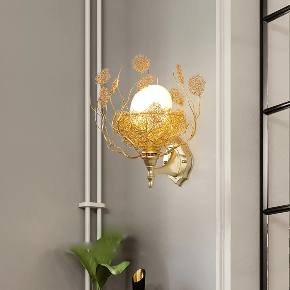 Bird's Nest Glass Egg Design Wall Lamp - Image 6