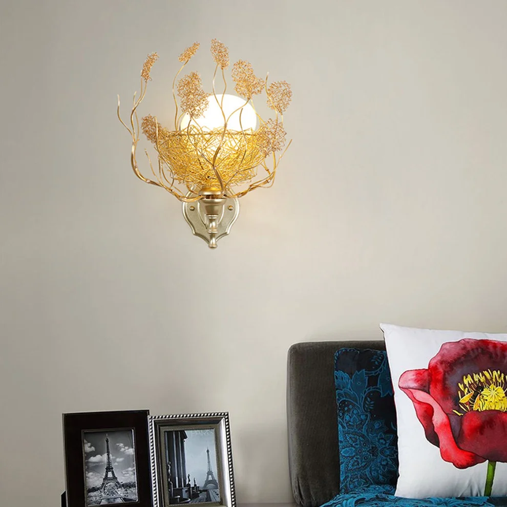Bird's Nest Glass Egg Design Wall Lamp - Image 7