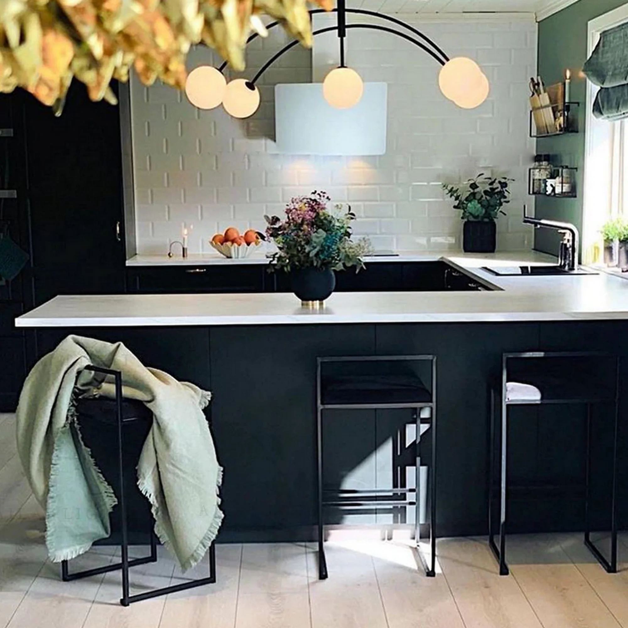 Nordic Style Black Gold Arm Chandelier - Image 5