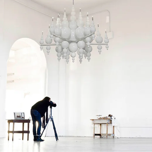 White Black Bubble Design Chandelier - Image 2
