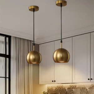 Round Gold Metal Pendant Light