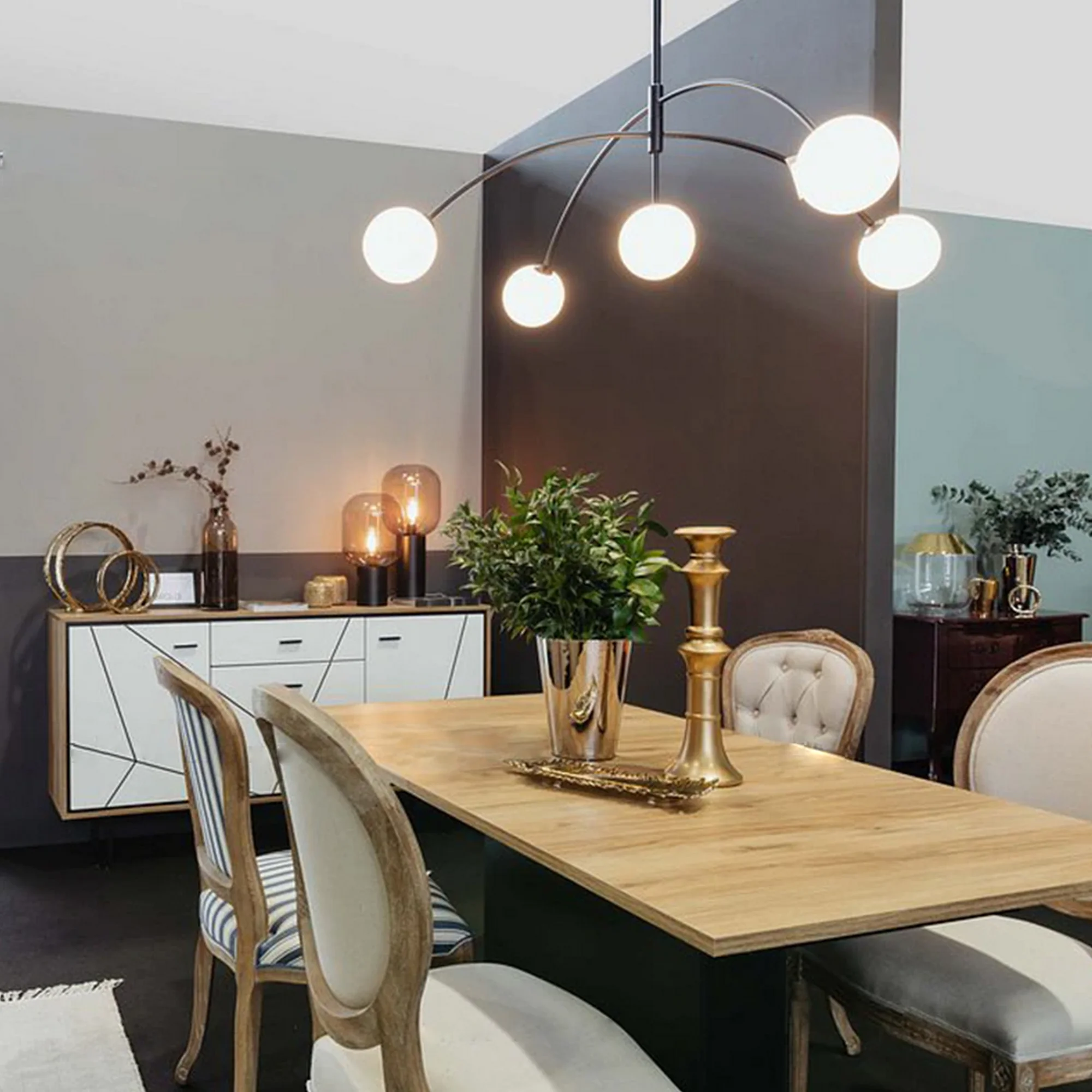Nordic Style Black Gold Arm Chandelier - Image 6