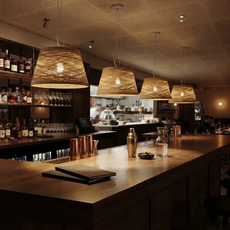 Simple Rattan Wooden Pendant Light - Image 4