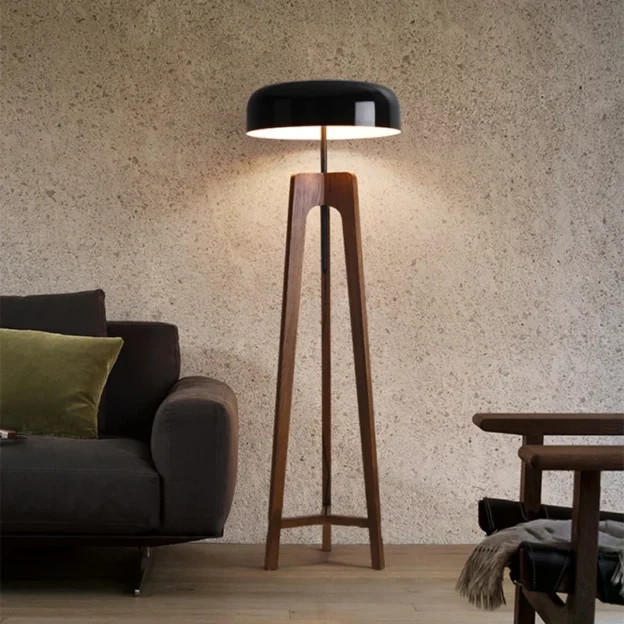 Pileo Floor Lamp with modern wooden finish for custom interiors